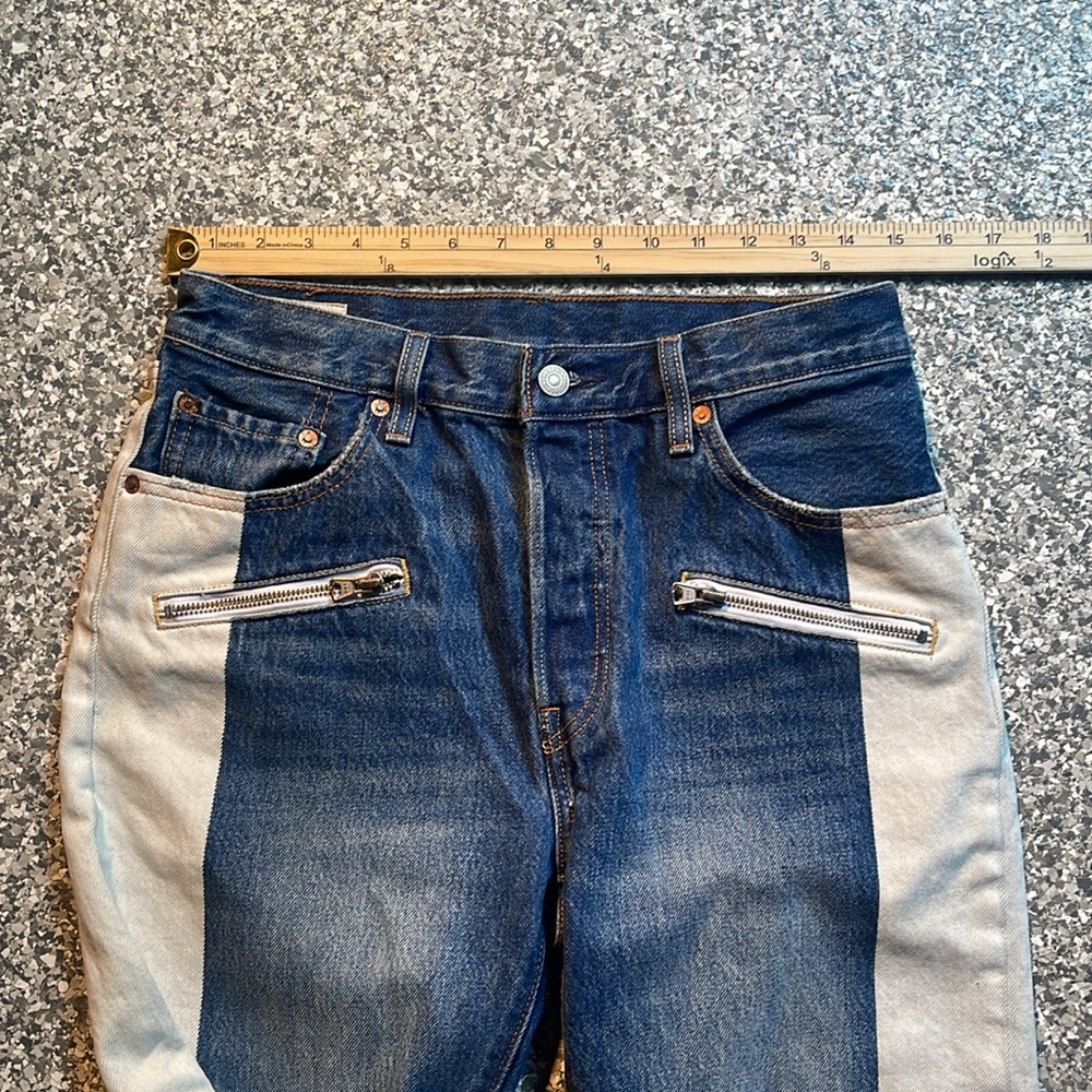 Levi tri-color color block button fly 501 straight jeans - Picture 4 of 8